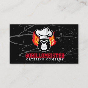 Carte D'appel Chef de Gorilla Flammes casquettes grillades barbe