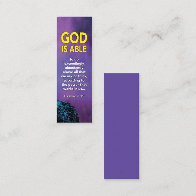 Carte D'appel Christian DIEU EST CAPABLE Éphésiens 3:20 Mini Sig (Devant / Derrière)