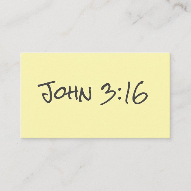 Carte D'appel Christian Gospel Outreach Jean 3:16 Bible Verse (Devant)
