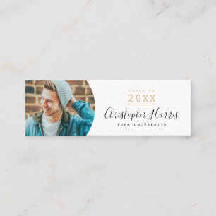 Carte D'appel Classe photo moderne blanche et or de graduation d