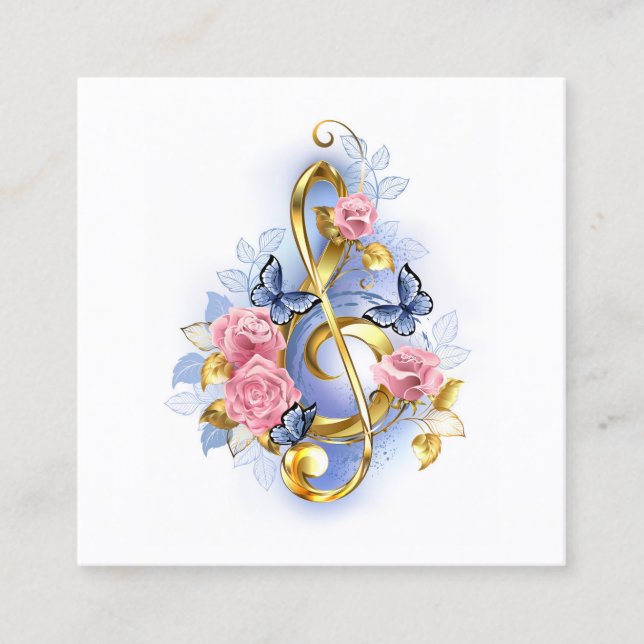 Carte D'appel Clé de fer avec roses roses roses (Devant)