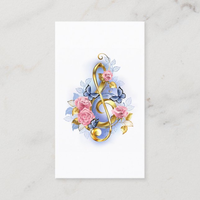 Carte D'appel Clé de fer avec roses roses roses (Devant)