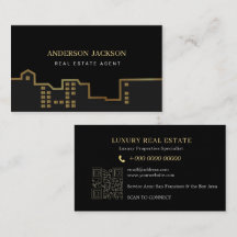 Code QR Agent Immobilier Luxe Noir Or