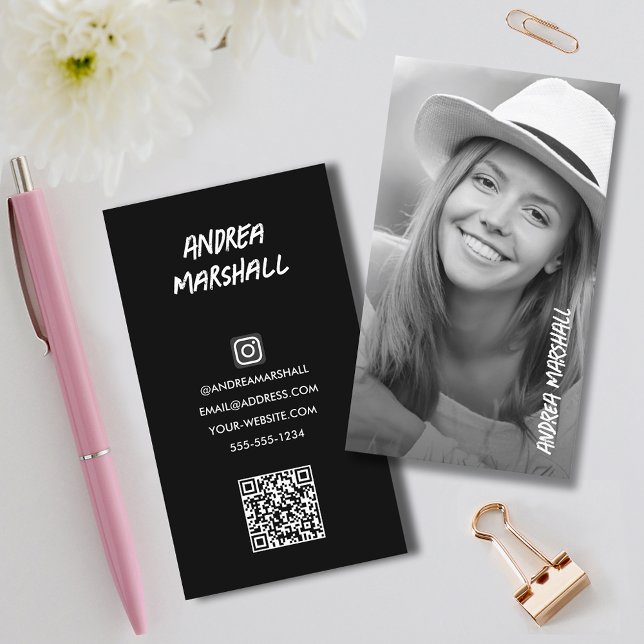 Carte D'appel Code QR photo de l'étudiant (Graduate Calling Cards at PartyInvitationShop.com)