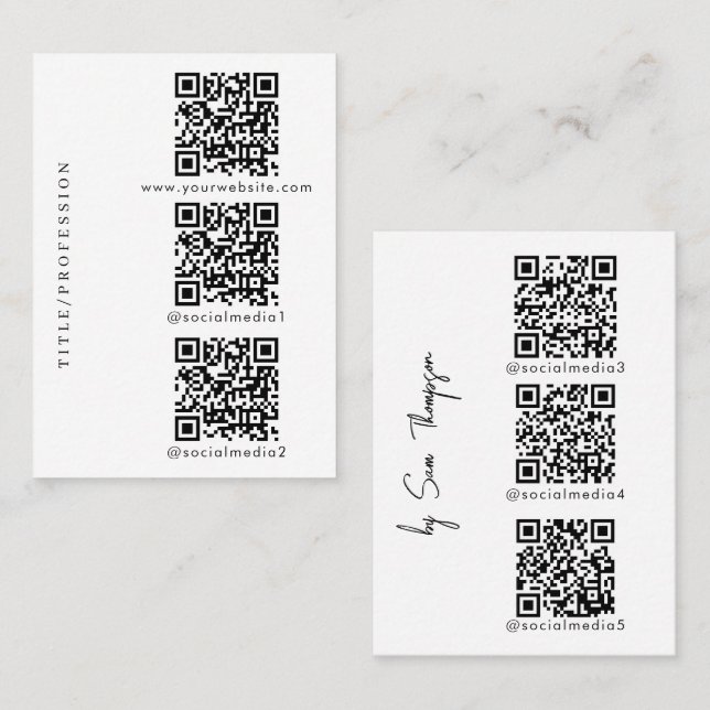 Carte D'appel Codes QR 6 Site Web numérisé et liens de médias so (Devant / Derrière)