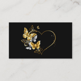 Carte D'appel Coeur aux papillons d'or