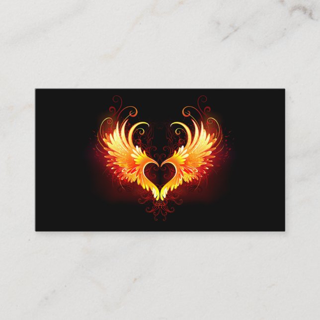 Carte D'appel Coeur de feu ange avec ailes (Devant)