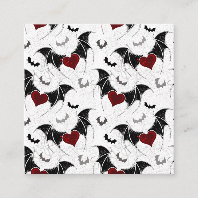 Carte D'appel Coeur d'Halloween avec ailes de chauve-souris noir (Devant)