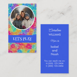 Carte D'appel Colorful floral Maman to photo blue Jouons