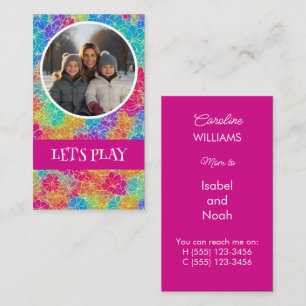 Carte D'appel Colorful floral Maman to photo rose Jouons