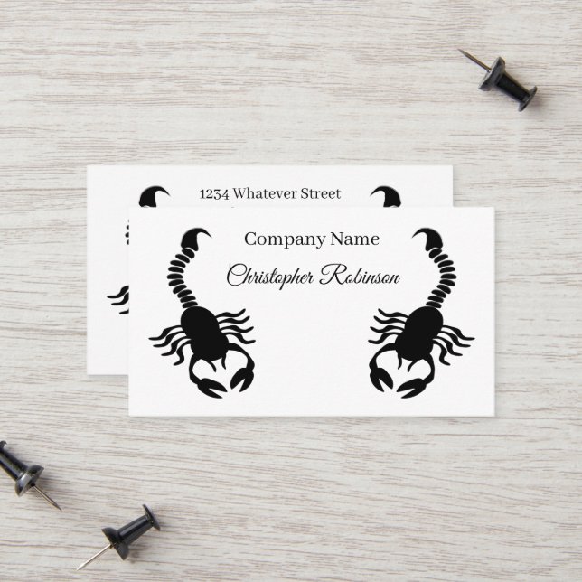 Carte D'appel Conception Scorpion Noir (Devant/Arrière en situation)