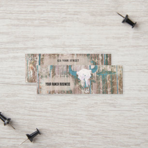 Carte D'appel Crâne Rustique Western Bull Texture Brown Turquois