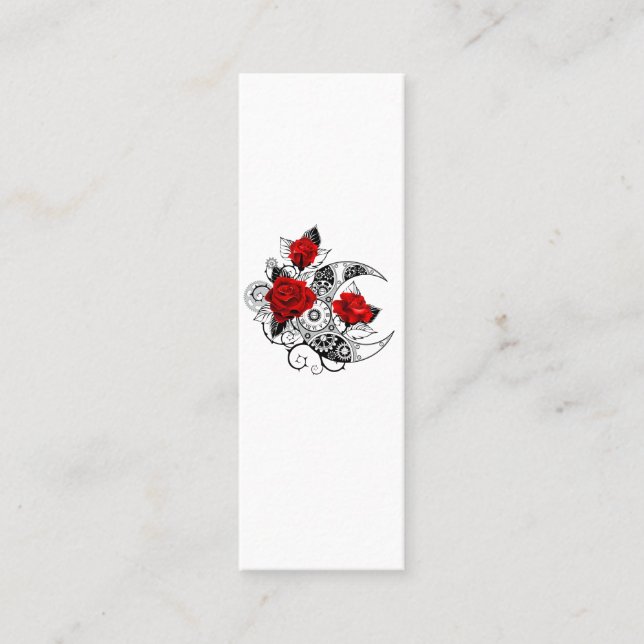 Carte D'appel Croissant mécanique avec roses rouges (Devant)