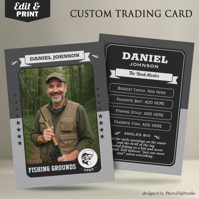 Carte D'appel Custom Fishing Trading Card, Fisherman Card Gifts (Custom Fishing Trading Card, Fisherman Trading Card Custom Gifts for Fishermen, Angler Card)