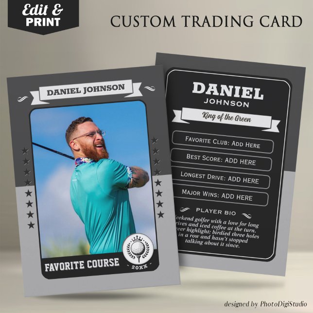 Carte D'appel Custom Golf Trading Card, Personalized Golfer Card (Custom Golfer Trading Card, Golf Trading Card Custom Gifts for Golfers, Retro Golf Card)
