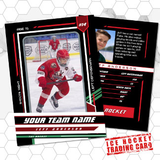 Carte D'appel Custom Red & Black Ice Hockey Player Card