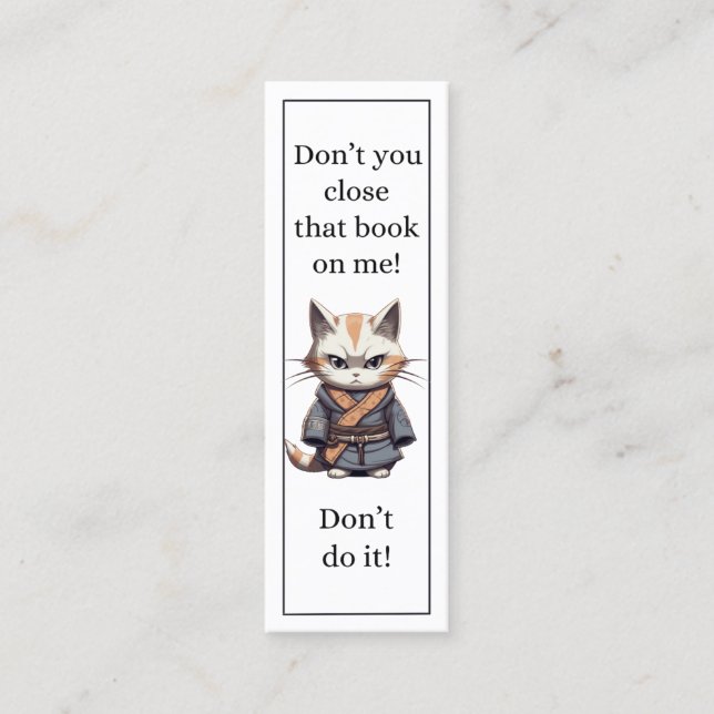 Carte D'appel Cute Chat Ne fermez pas ce livre sur moi Signet (Devant)