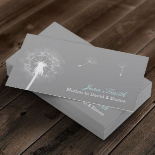 Carte D'appel Dandelion gris moderne Flower maman