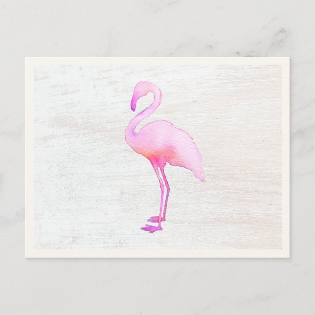 Carte d'appel de Flamant rose d'aquarelle rose (Devant)