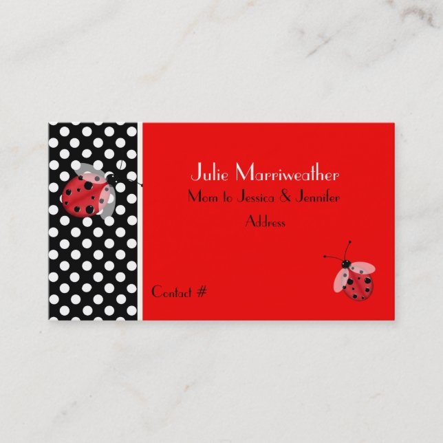 Carte d'appel de la maman Red & Black Ladybugs (Devant)