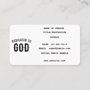 CARTE D'APPEL DÉDIÉ À DIEU COOL PERSONNALISABLE NOIR TEXTE
