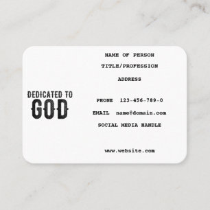 CARTE D'APPEL DÉDIÉ À DIEU PERSONNALISABLE COOL TEXTE NOIR