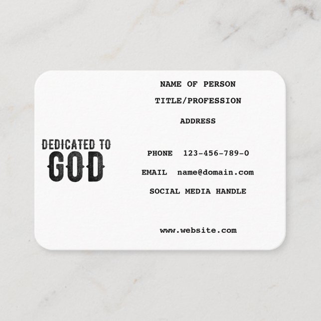 CARTE D'APPEL DÉDIÉ À DIEU PERSONNALISABLE COOL TEXTE NOIR (Devant)