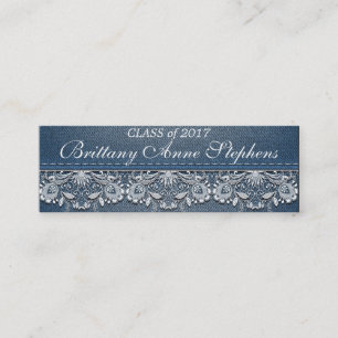 Carte D'appel Dentelle blanche et Denim - Insertion de graduatio