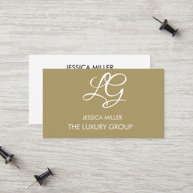 Carte D'appel Design Gold Luxury Élégant Logo Logo Entreprise  (Devant/Arrière en situation)