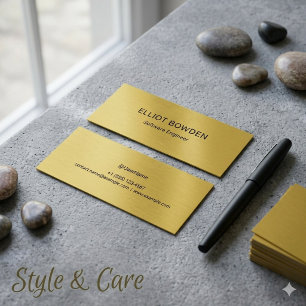 Carte D'appel Design Simple et Élégant en Métal Doré Personnalis