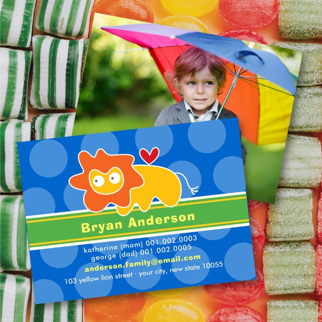 Carte D'appel Dessin sympa Cartoon Lion Profil de l'enfant color (Créateur téléchargé)