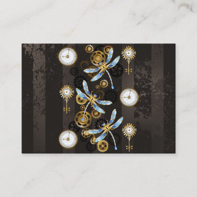 Carte D'appel Dragonflies de Steampunk sur arrière - plan rayé b (Devant)