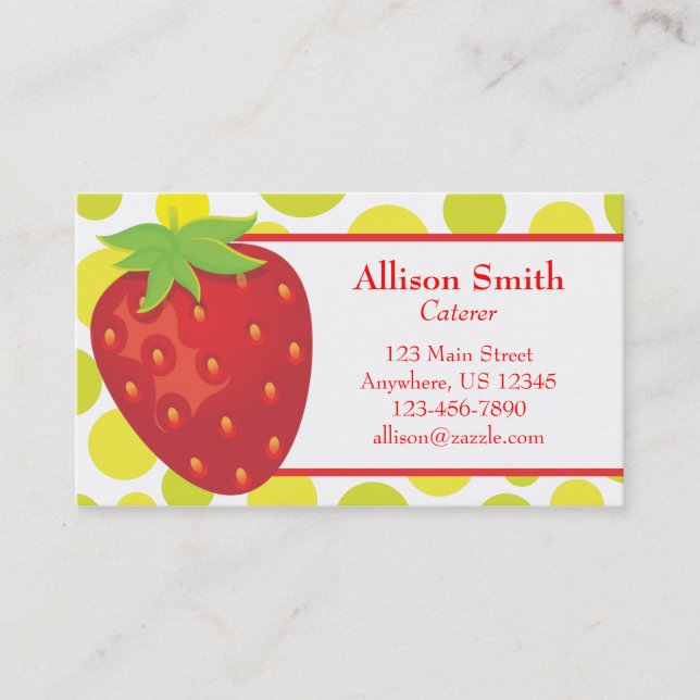 Carte d'appel du Carte de visite de fraise Polka D (Devant)