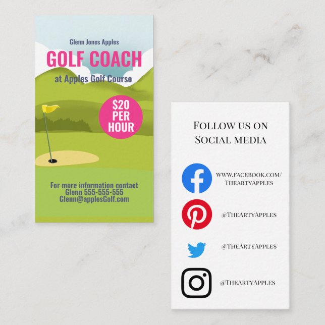 carte d'appel du club de golf (Devant / Derrière)