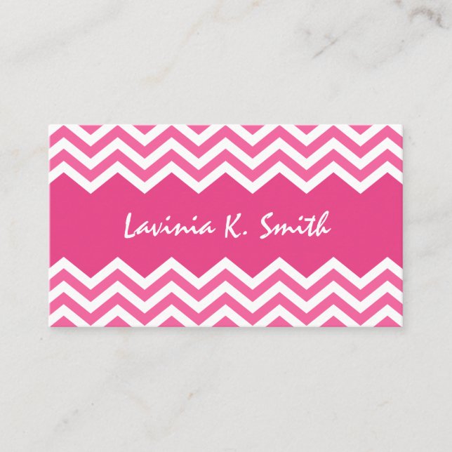 Carte d'appel du motif de chevron rose chic (Devant)