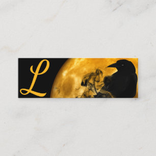 Carte D'appel Éffrayant Halloween Raven Moon Black Gothique Webs