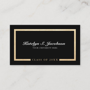 Carte D'appel Élégant chic or noir classe de graduation du nom c