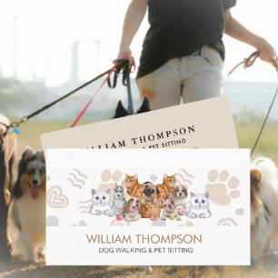 Carte D'appel Élégant Chien Chien Chien Chien Marcheur Chien Gar