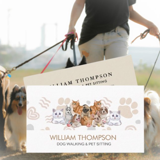 Carte D'appel Élégant Chien Chien Chien Chien Marcheur Chien Gar (Créateur téléchargé)