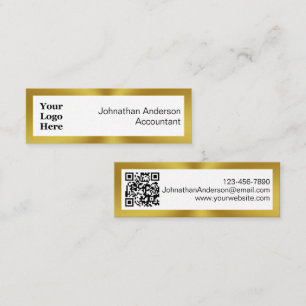 Carte D'appel Élégant noir blanc et or votre logo et code QR