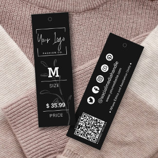 Carte D'appel Élégant noir et blanc social QR vêtements prix éti