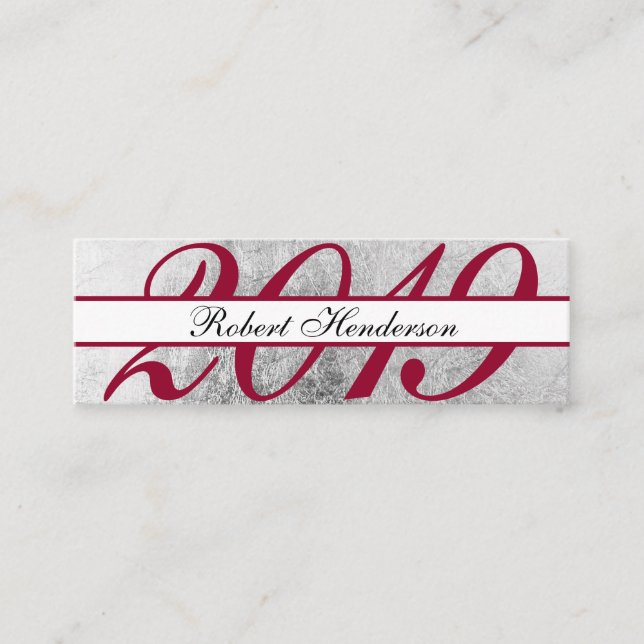 Carte D'appel Elégant rouge chic argent classique insert graduat (Devant)