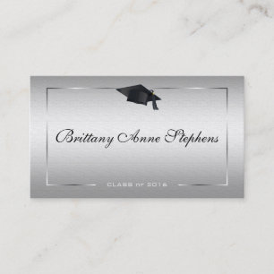 Carte D'appel Elégant Silver Graduation Name Card