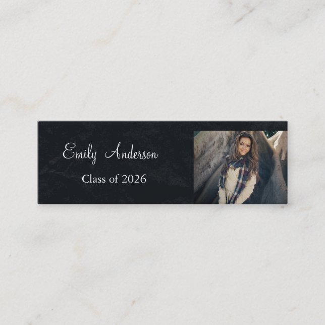 Carte D'appel Elégant Silver Graduation Name Card (Devant)