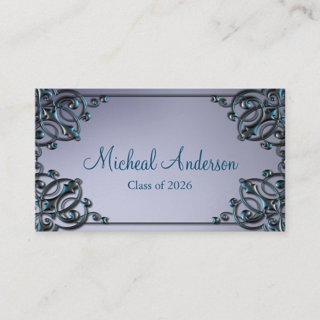 Carte D'appel Elégant Silver Graduation Name Card (Devant)