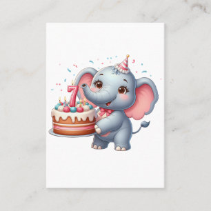 Carte D'appel Éléphant Mignon 7ème Anniversaire
