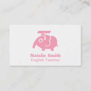 Carte D'appel Eléphant rose mignon Casquette enseignant