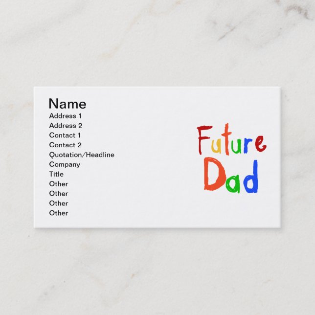 Carte D'appel Enfant Texte Futur Papa T-shirts et cadeaux (Devant)