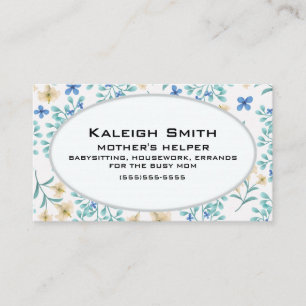 Carte D'appel Fleur bleue et crème sur l'aide-mère blanche