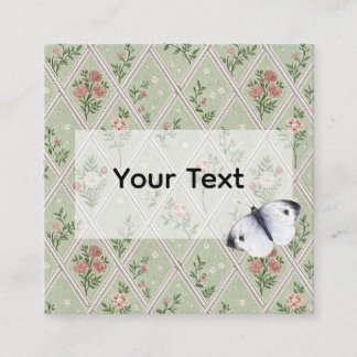 Carte D'appel Fleur Vintage Vert Country 